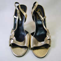 Bally Martinelli Gold Leather Heels Womens Size 6B Straps