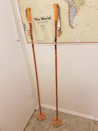 Ski Poles Vintage Circa 1960's VM Staven Norway Bamboo 52", View more