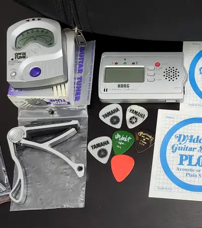 Electric Acoustic Tuner for guitars and bass + Guitar Capo, View more