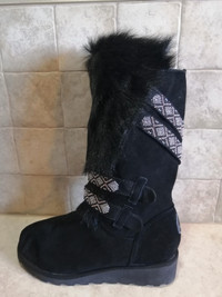 BEARPAW CLAUDIA BLACK FUR BOOT (2158W) - WOMEN'S SIZE 8