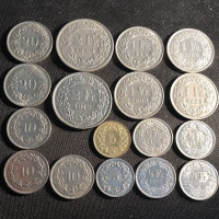 17 Switzerland Coins 1968-1981