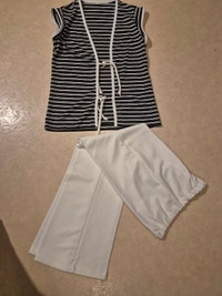 Women's Striped Top and White Pants Lounge Set Napanee Kingston Area Preview