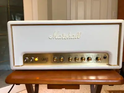 Rare Vintage White Marshal Origin 20 Head Lightly Gigged Works perfectly. Mild scuff on tolex upper...