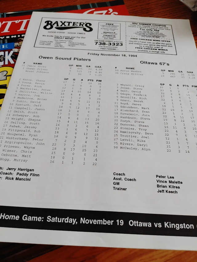 Ottawa 67s OHL PROGRAM 94/95 in Arts & Collectibles in Ottawa - Image 2