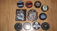 RONDELLE PUCK SOUS VERRE COASTERS NHL LNH HOCKEY LEAFS OILERS