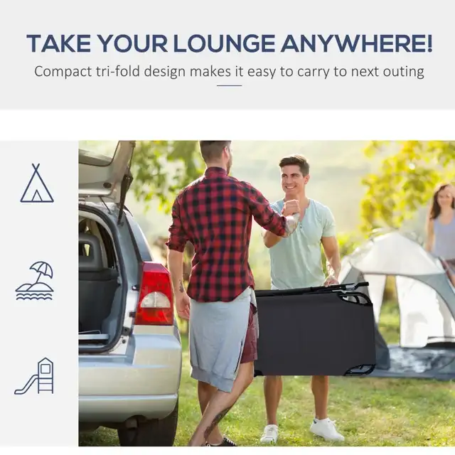 Adjustable Outdoor Lounge Chair, Garden Folding Chaise Lounge  in Patio & Garden Furniture in Markham / York Region - Image 10