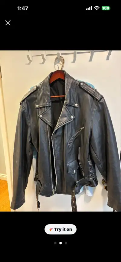 Leather biker jacket XL, View more