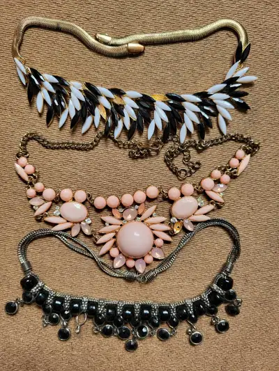 I have 3 pieces of costume jewellry. All together for $25 OBO. Black one is missing a piece.