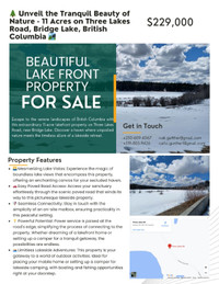 11 Acres Lake front property, Bridge Lake, British Columbia