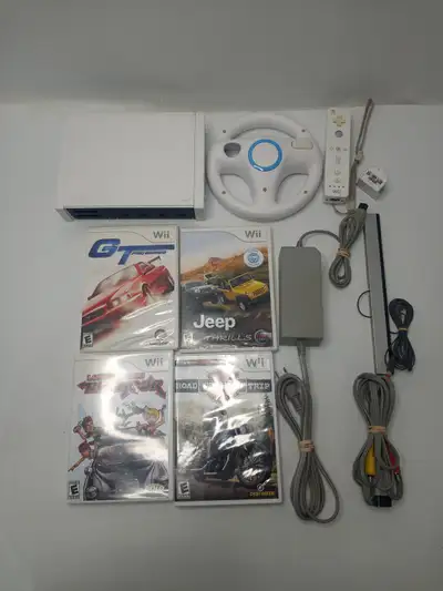 Nintendo Wii Racing Bundle - White Console & Steering Wheel, View more