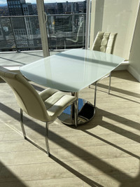Extendable Glass Top Dining Table & 2 Chairs