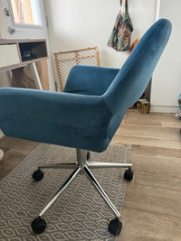 Blue suede office chair - great condition