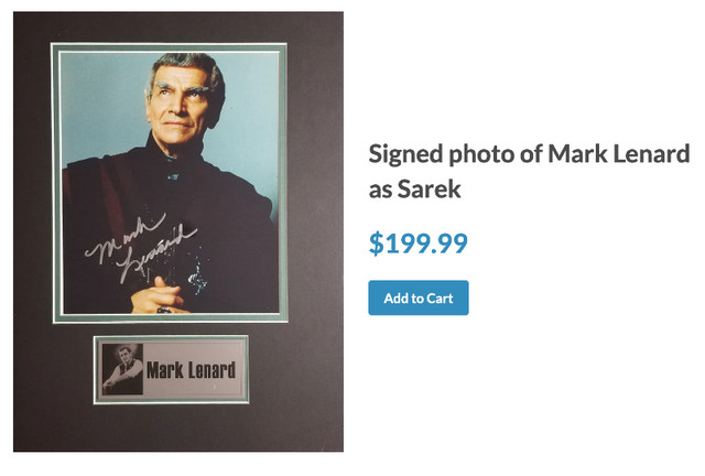 Sarek, Mark Lenard, Spock's father in Star Trek - Autograph in Arts & Collectibles in Trenton - Image 2