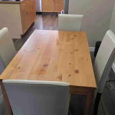 Table & Faux Leather Chairs, View more