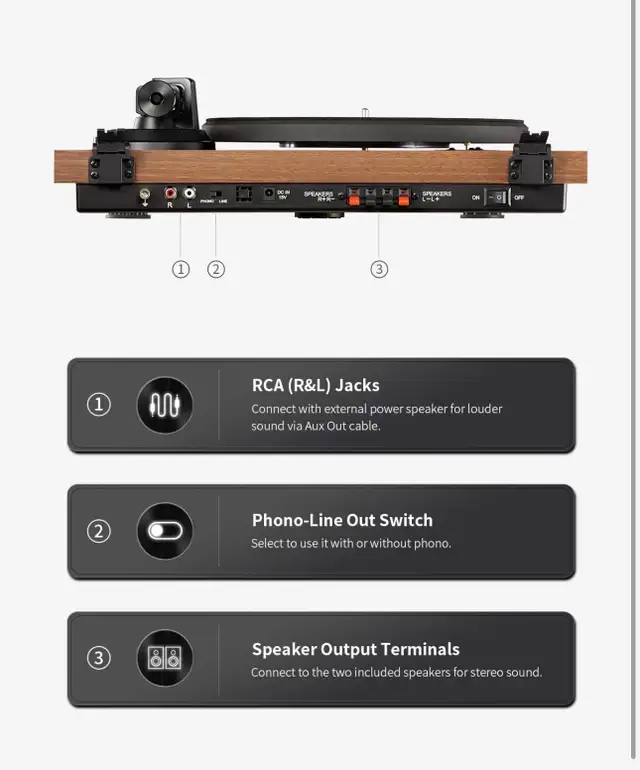 Vinyl Record Player Hi-Fi System Bluetooth Turntable Players Spk in Stereo Systems & Home Theatre in City of Toronto - Image 8