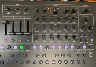 Compact desktop synthesizer with 11 OSC Models, professional sound design tools, hands-on workflow,...