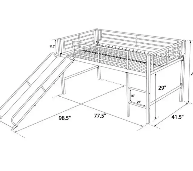 DHP - Lit mezzanine en métal Blanc cassé avec toboggan blanc cas in Beds & Mattresses in City of Montréal - Image 2
