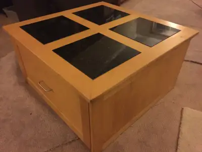 I deliver! Wood/Glass Living Room Table with Drawer, View more