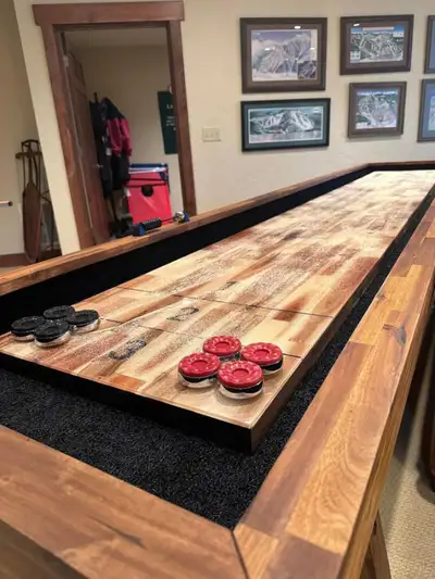 All shuffleboards are brand new in box Free delivery Lifetime Warranty Solid wood Not MDF Accessorie...