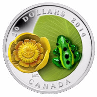 2014 Fine Silver Water-lily and Venetian Glass Leopard Frog Coin