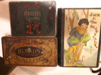 Vintage tin cigarette box. 40$  each And  1 book bank  