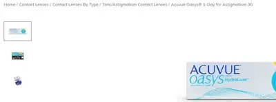 Acuvue Oasys 1-day contact lenses, 10 cad for 12 pairs