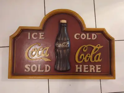 Wooden coca cola sign, View more