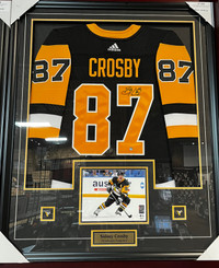Sidney Crosby Signed Jersey Framed Penguins Black  Adidas 