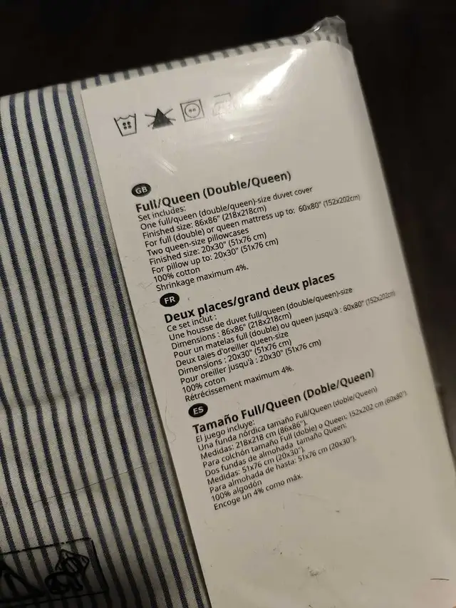 Ikea BLAVINDA Full/Queen Duvet Cover in Bedding in Markham / York Region - Image 3