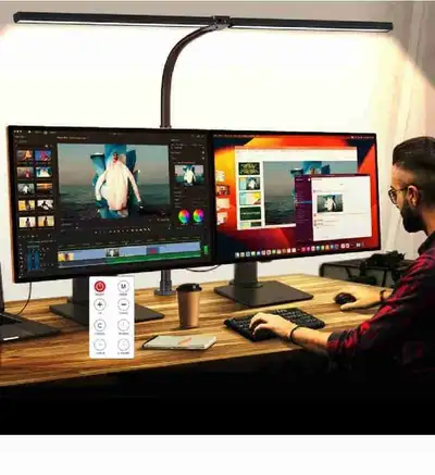 Double Head LED Desk Lamp with Remote Control - Eye Caring Desk , View more