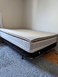 Double Mattress, metal frame and memory foam topper