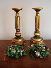 Beautiful Vintage Wooden Hand Crafted Candle Holders & Wreaths