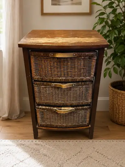 3-Drawer Wicker Storage Cabinet, View more