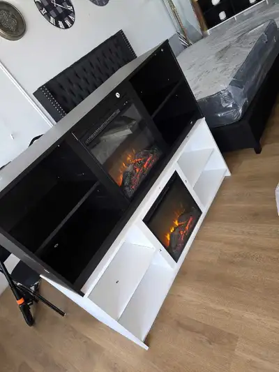 Electric Fireplace Entertainment Unit – Black and White Models , View more