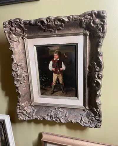 19th century oil on tin after Ludwig knaus, View more