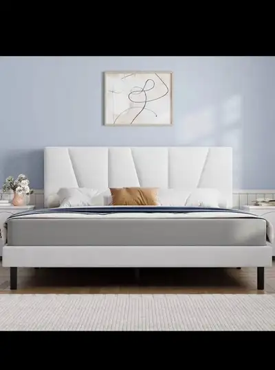 Full Bed Frame,Molblly Bed Upholstered Platform with Headboard a, View more
