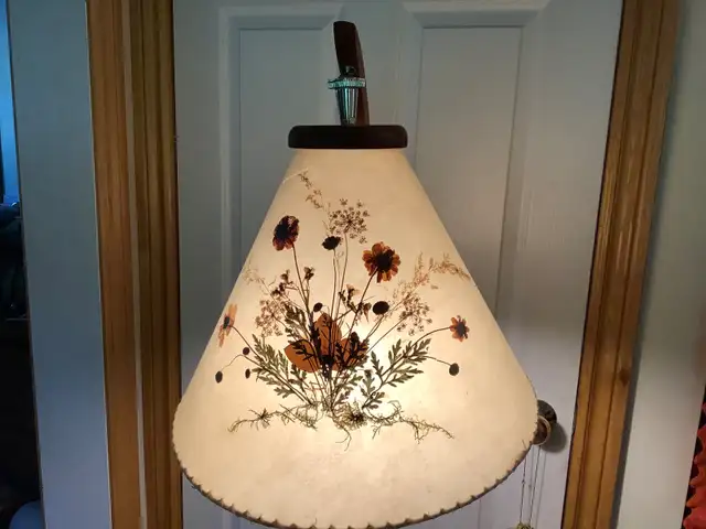 MCM Danish Style Teak Arc Floor Lamp w Dornbusch Bonnet Shade in Indoor Lighting & Fans in Belleville - Image 6