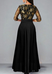 NEW- black lace, floral high back dress