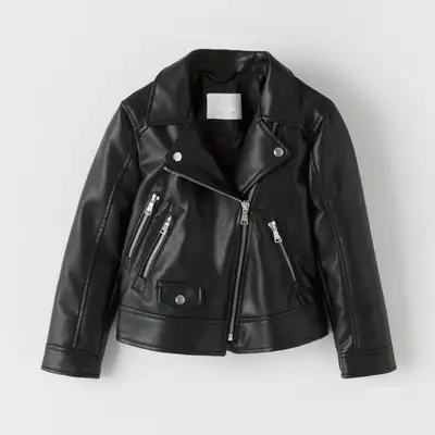 Zara Girls Faux Leather Biker Jacket (Size 8), View more