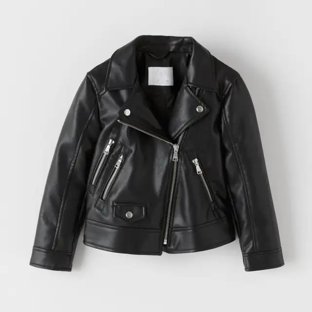 Zara Girls Faux Leather Biker Jacket (Size 8) in Kids & Youth in City of Toronto - Image 2