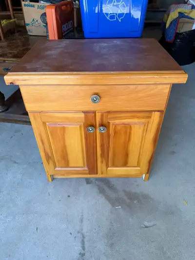 Wooden Nightstand with Drawer and Cabinet, View more