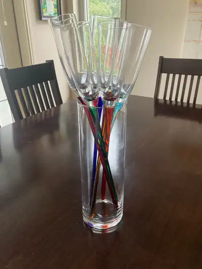 Set of 6 handblown champagne flutes, View more