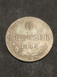 1848A Ferdinand I Austria .428 silver 6 Kreuzer KM #2199