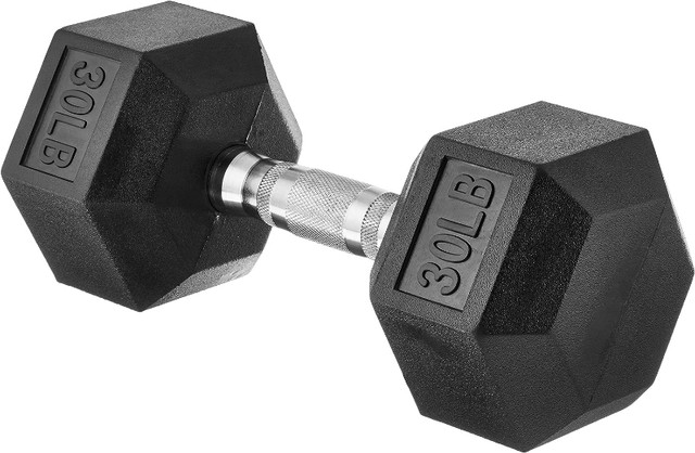 Set of 2 Hex Rubber Dumbbell with Metal Handles, Pair of 2 Heavy in Exercise Equipment in Mississauga / Peel Region - Image 4