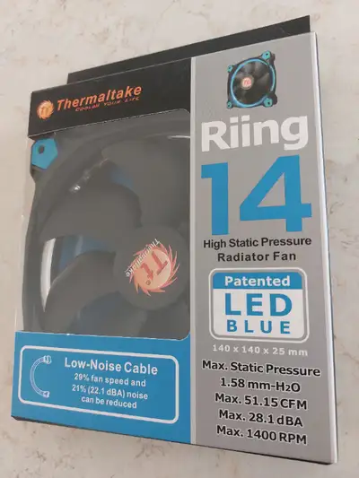 New Thermaltake Blue LED 140mm Computer fan CL-F039-PL14BU-A, View more