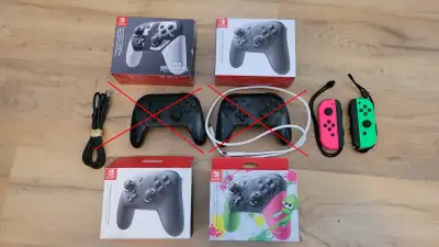 Manette Switch Pro Controller + cable + boite : 80$ très bon état Manette Switch Pro Controller + ca...