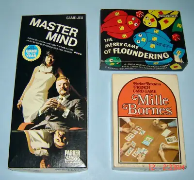 Priced individually. This is a collection of vintage board games from the 1970's. 1. Mastermind. (ph...