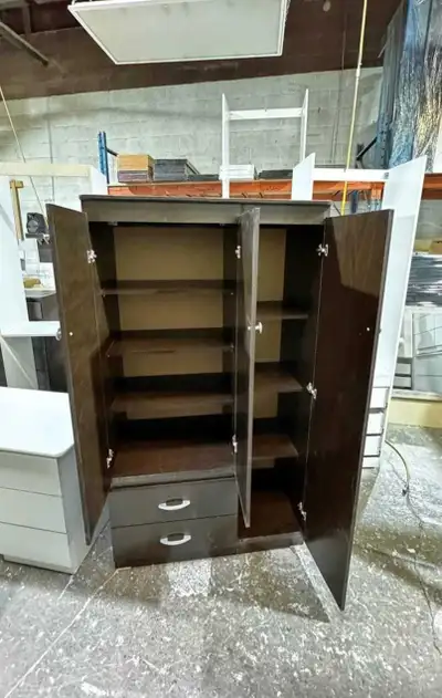 Modern 3 Door Wooden Wardrobe with Drawers | Storage Cab, View more