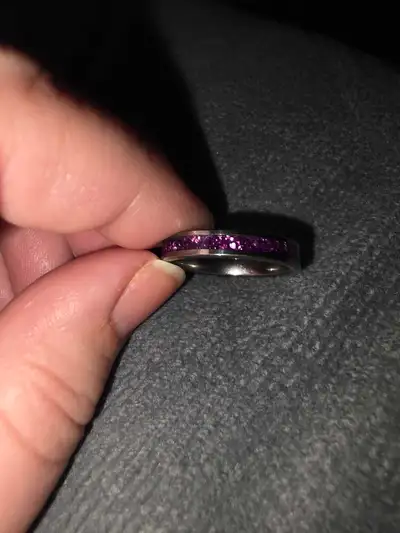 Tungsten ring with Amethyst Inlay, View more