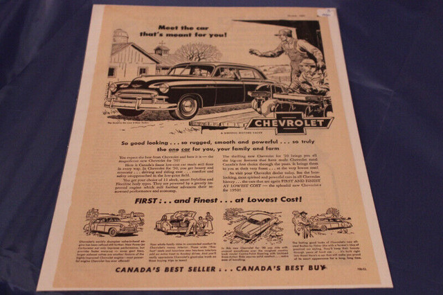 1950 Chevrolet Styleline DeLuxe 4-Door Sedan Original Ad in Arts & Collectibles in Calgary